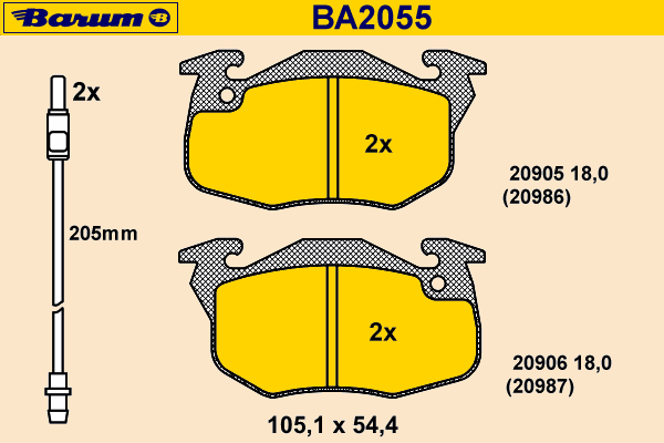 Brake Pad Set, disc brake BA2055