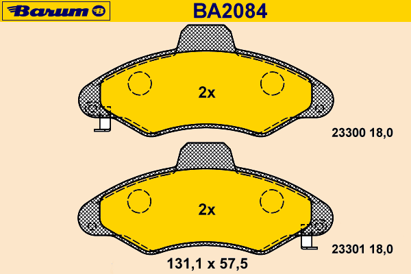 Комплект тормозных колодок, дисковый тормоз BA2084