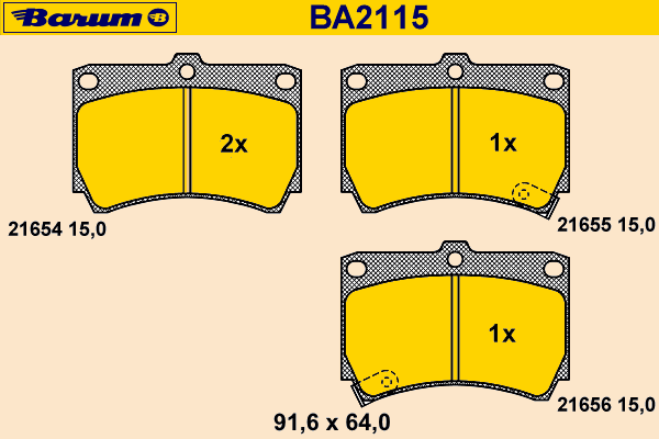 Kit de plaquettes de frein, frein à disque BA2115