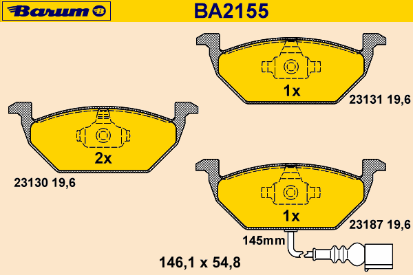 Kit de plaquettes de frein, frein à disque BA2155