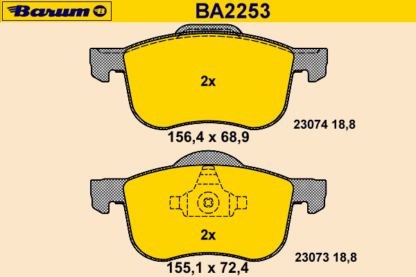 Kit de plaquettes de frein, frein à disque BA2253