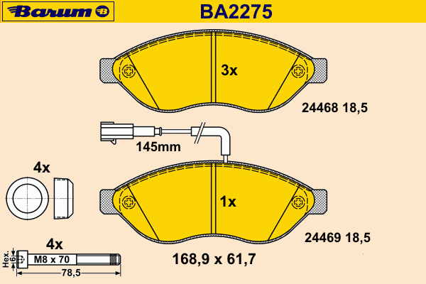 Brake Pad Set, disc brake BA2275