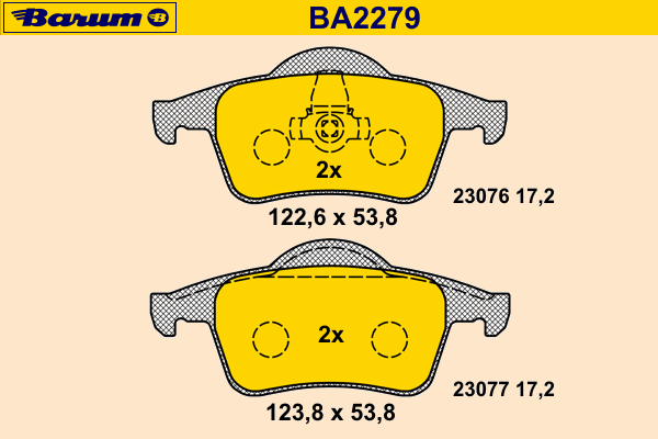 Bremsebelegg sett, skivebremse BA2279
