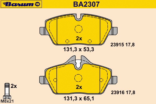 Brake Pad Set, disc brake BA2307
