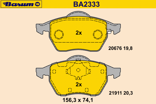 Kit de plaquettes de frein, frein à disque BA2333