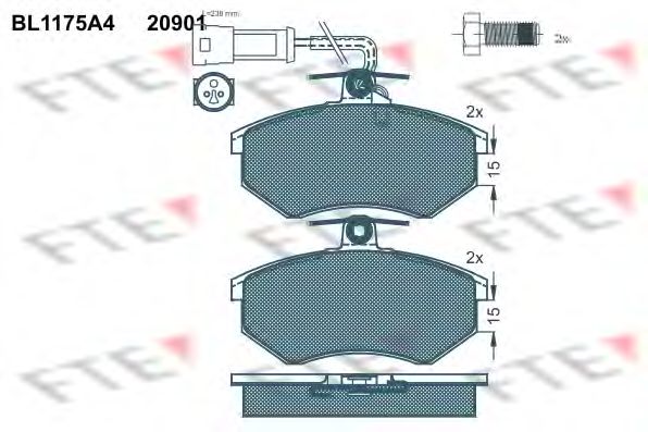 Kit de plaquettes de frein, frein à disque BL1175A4