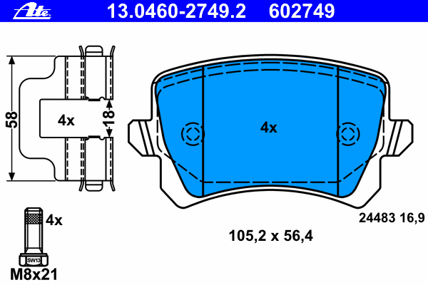 Kit de plaquettes de frein, frein à disque 13.0460-2749.2