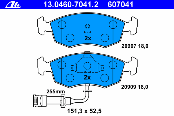 Brake Pad Set, disc brake 13.0460-7041.2