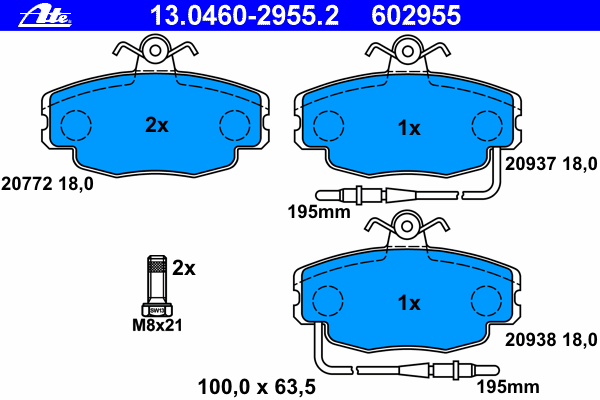 Brake Pad Set, disc brake 13.0460-2955.2