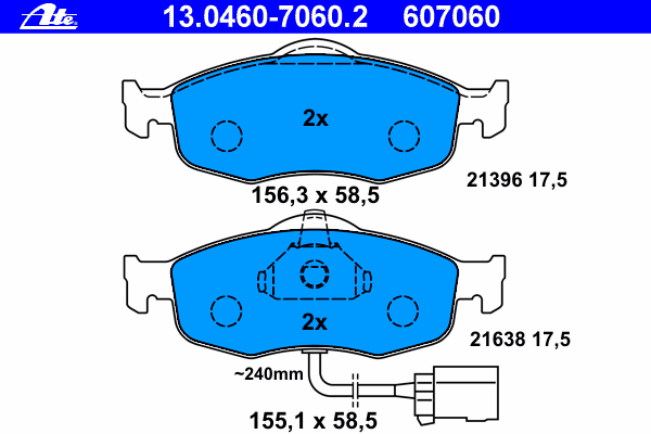 Brake Pad Set, disc brake 13.0460-7060.2