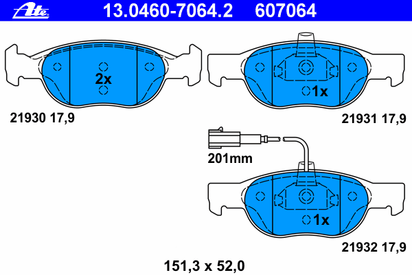 Kit de plaquettes de frein, frein à disque 13.0460-7064.2
