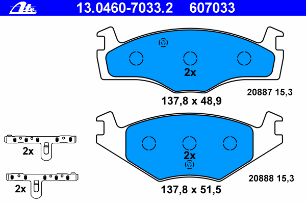 Brake Pad Set, disc brake 13.0460-7033.2