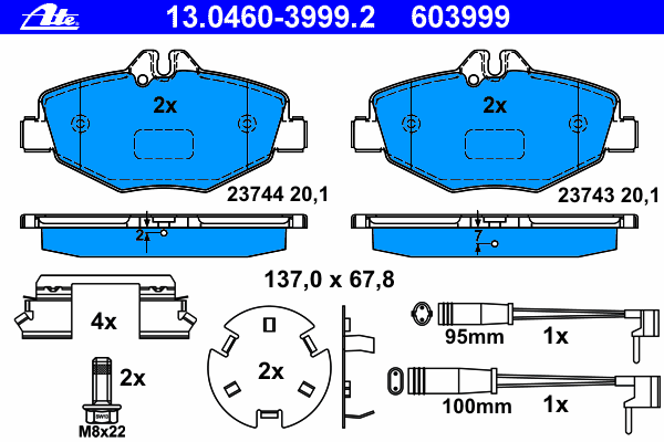 Brake Pad Set, disc brake 13.0460-3999.2