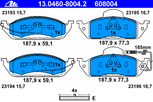 Brake Pad Set, disc brake 13.0460-8004.2