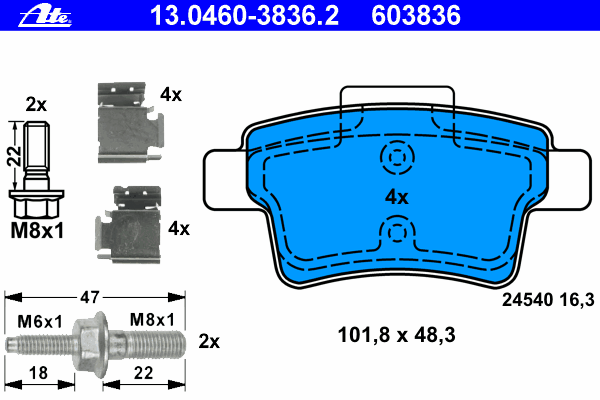 Brake Pad Set, disc brake 13.0460-3836.2
