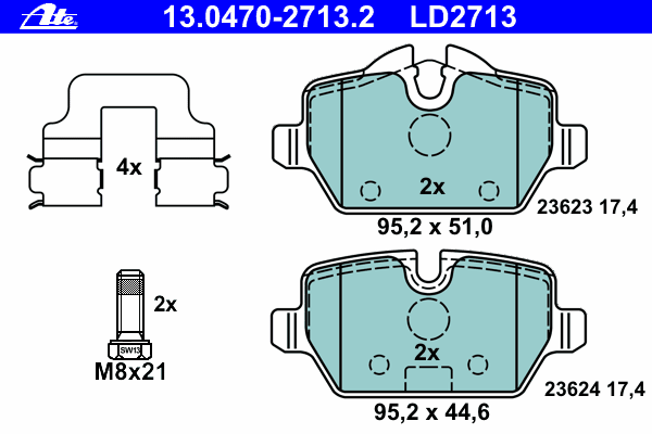 Kit de plaquettes de frein, frein à disque 13.0470-2713.2