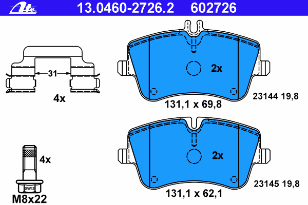 Brake Pad Set, disc brake 13.0460-2726.2