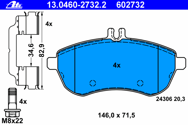 Brake Pad Set, disc brake 13.0460-2732.2