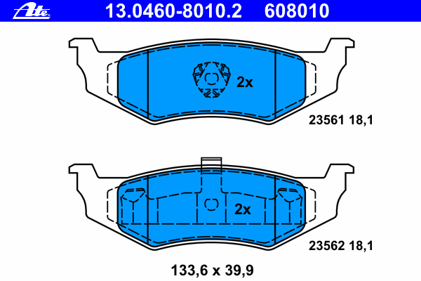 Комплект тормозных колодок, дисковый тормоз 13.0460-8010.2