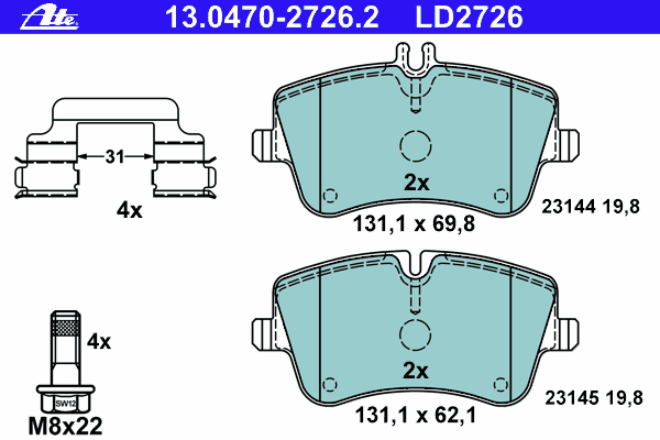 Brake Pad Set, disc brake 13.0470-2726.2