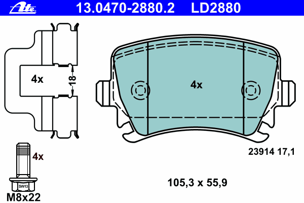 Kit de plaquettes de frein, frein à disque 13.0470-2880.2