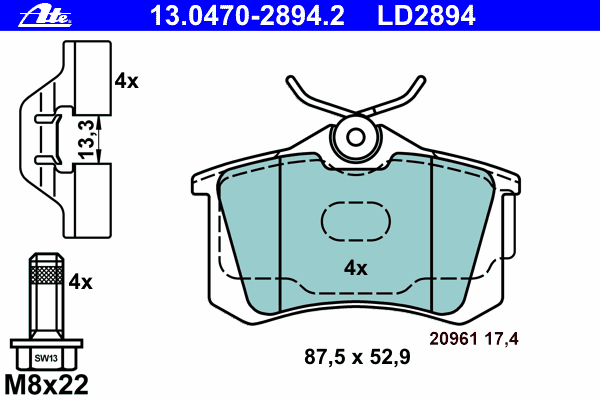 Brake Pad Set, disc brake 13.0470-2894.2
