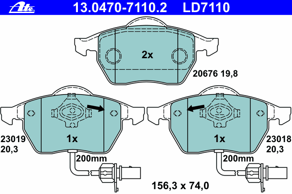 Kit de plaquettes de frein, frein à disque 13.0470-7110.2