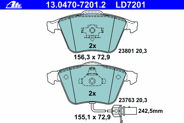 Kit de plaquettes de frein, frein à disque 13.0470-7201.2