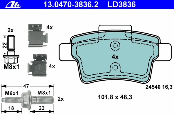 Brake Pad Set, disc brake 13.0470-3836.2
