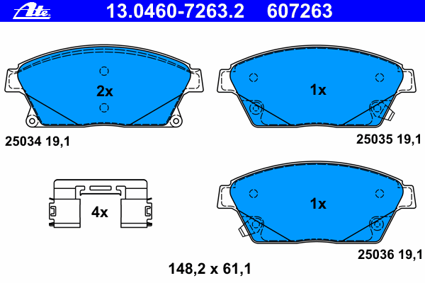 Комплект тормозных колодок, дисковый тормоз 13.0460-7263.2