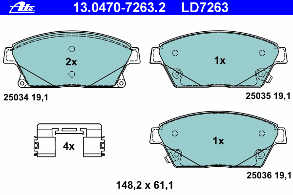 Комплект тормозных колодок, дисковый тормоз 13.0470-7263.2