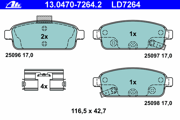 Комплект тормозных колодок, дисковый тормоз 13.0470-7264.2