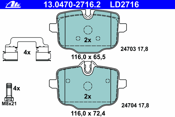 Kit de plaquettes de frein, frein à disque 13.0470-2716.2