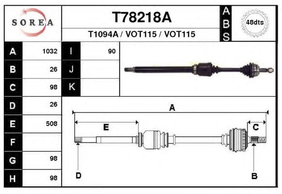 Arbre de transmission T78218A