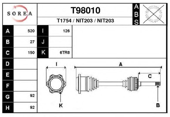 Aandrijfas T98010