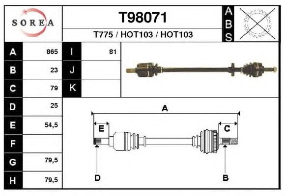 Aandrijfas T98071