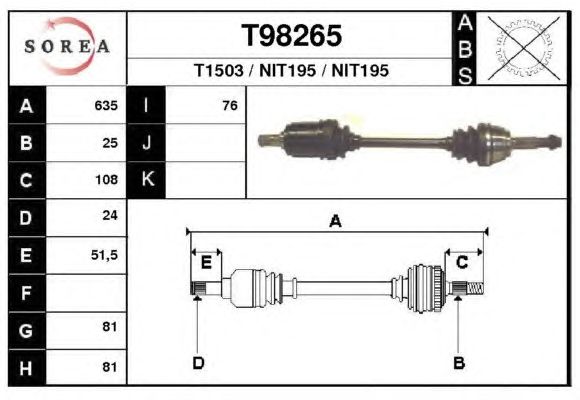 Aandrijfas T98265