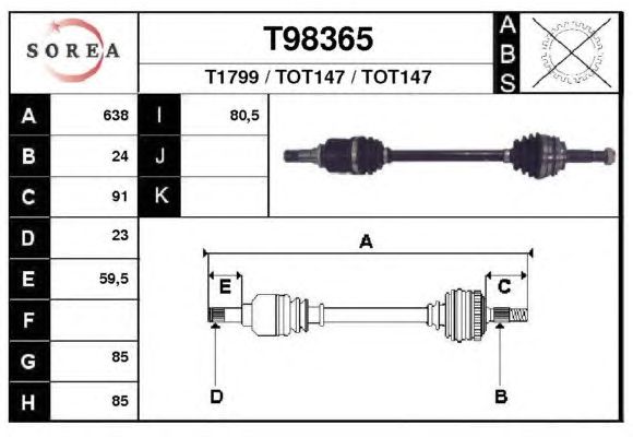 Aandrijfas T98365