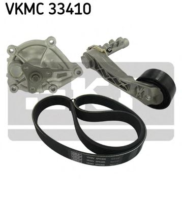 Water Pump + V-Ribbed Belt Kit VKMC 33410