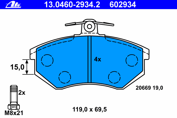Brake Pad Set, disc brake 13.0460-2934.2