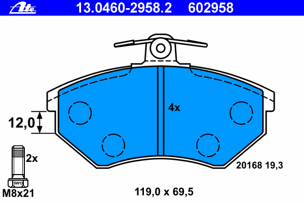 Brake Pad Set, disc brake 13.0460-2958.2