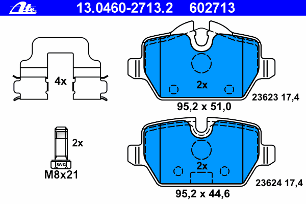 Kit de plaquettes de frein, frein à disque 13.0460-2713.2