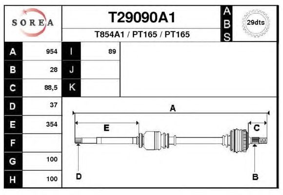 Veio de transmissão T29090A1