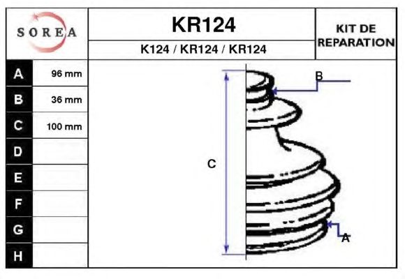 Комплект пылника, приводной вал KR124
