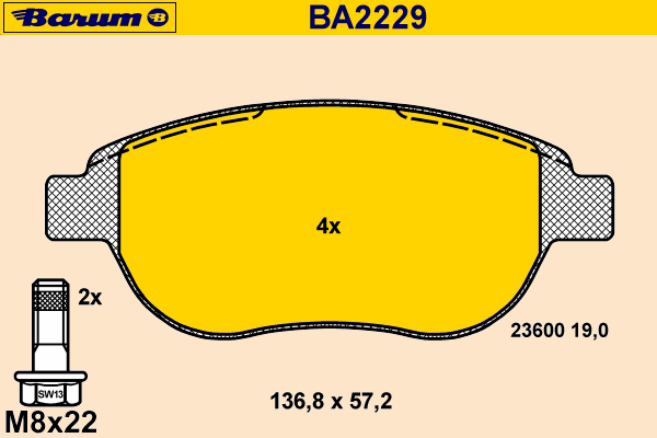 Jogo de pastilhas para travão de disco BA2229