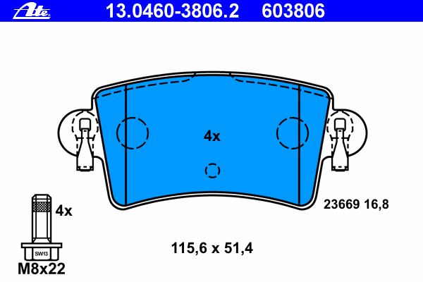 Brake Pad Set, disc brake 13.0460-3806.2