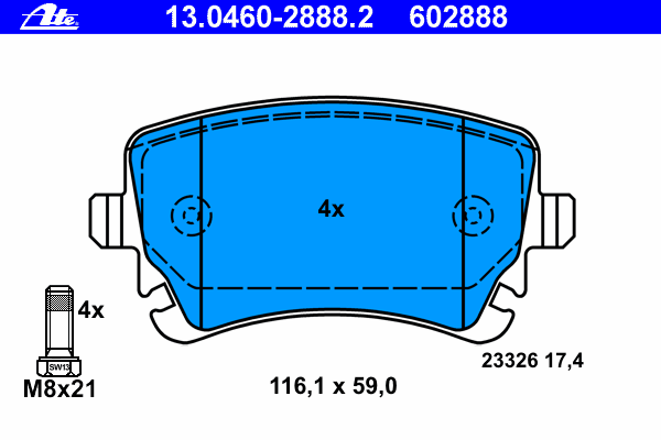 Kit de plaquettes de frein, frein à disque 13.0460-2888.2