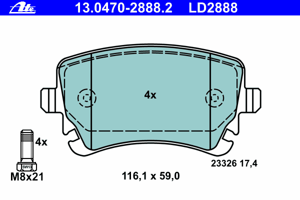 Kit de plaquettes de frein, frein à disque 13.0470-2888.2