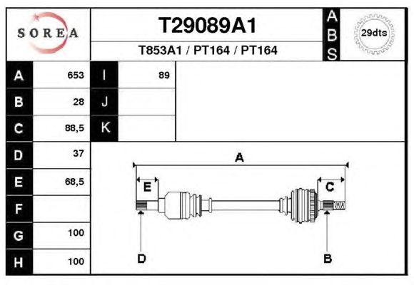 Veio de transmissão T29089A1