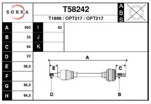 Aandrijfas T58242